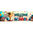 thumbnail image 4 of Yellow Welcome Back to School Banner, Globe Trophy and Book Elements, Backdrop Decorations for School Entrance Party Classroom Decor Photography Props, 4 of 4