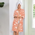 thumbnail image 2 of Lightweight Robes for Women Zipper Loose Fit Womens Bathrobe Zipper Front 3/4 Sleeve Knee Length Vintage Floral Print Trendy Pajama Sleepwear with Pockets Orange XL, 2 of 4