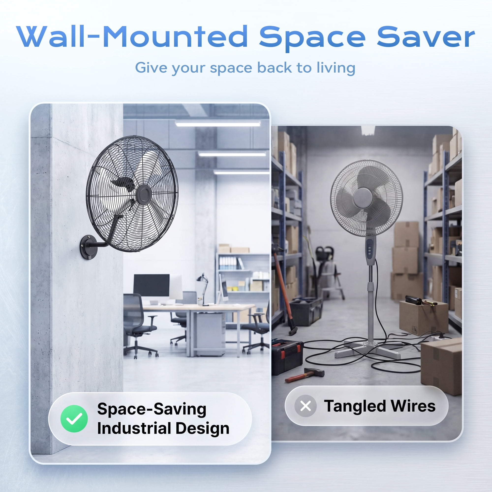 Nepsam Wall Mount Fan, 20 Inch,3-speed, Waterproof Oscillating Industrial Wall Fan, for Warehouse, Greenhouse, Workshop, Patio (Black, ETL Listed)