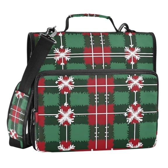 ALAZA Zipper Binder Checkered Christmas Snowflake 3 Ring Trapper Keeper File Folder Organizer Bag