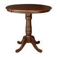 thumbnail image 3 of 36" Round Solid Wood Counter Height Extension Dining Table with 12" Leaf and 2 Emily Counter Height Stools in Espresso by International Concepts, 3 of 5