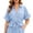 Blue, variant on Women Lapel Short Sleeve Shirt Half Zip Front Pockets Drawstring Tie Waist Blouse Lightweight Casual Summer Top Khaki M