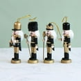 thumbnail image 4 of Nutcracker Hanging Ornament Figures Gold & Black Glittered Christmas Mini Wooden Soldier Nutcrackers Xmas Tree Ornament, 4 of 8