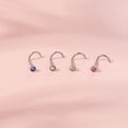thumbnail image 4 of ZS 4Pcs/Set 20G G23 Titanium Nose Stud Piercing Round Crystal Nostril Piercing, 4 of 5