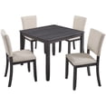 thumbnail image 5 of HSUNNS Dining Table Set for 4, 34.5" Square Wooden Kitchen Table Sets with Upholstered Seats Chairs, 5-Piece Dining Room Table Set for Small Space, Breakfast Nook, Black, 5 of 9