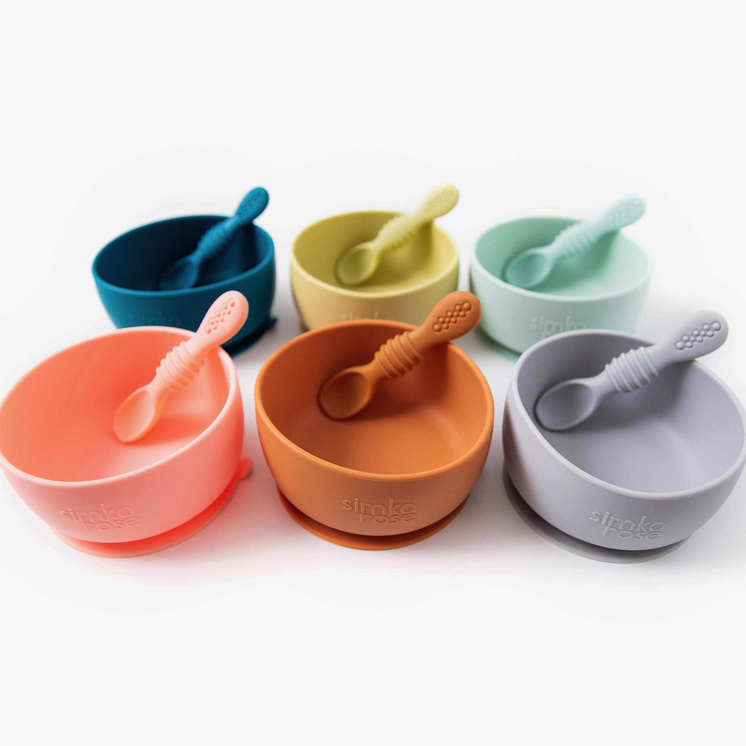 8 Piece Baby Feeding Set Suction - Silicone Suction Bowls, Flamingo Rose