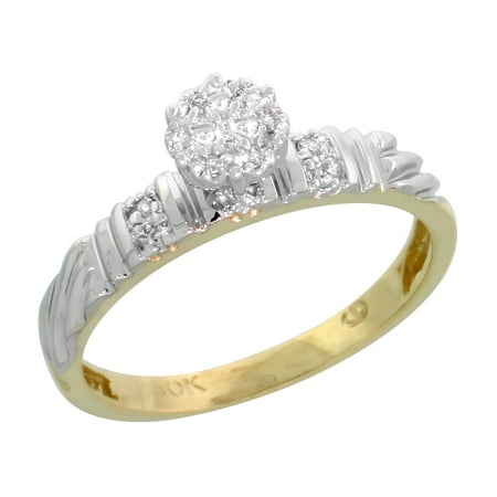 Gold Brilliant Cut Diamond - 10k Yellow Gold Diamond Engagement Ring 0.06 cttw Brilliant Cut, 1/8in. 3.5mm wide