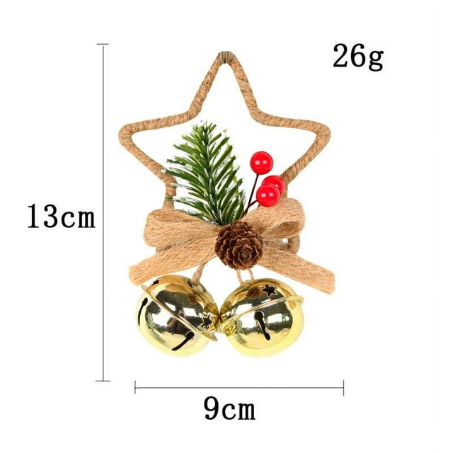3 piezas Colgantes de campana navideña Decoraciones colgantes para árboles de Navidad Adornos de pomo de puerta de cascabel de metal Decoración navideña