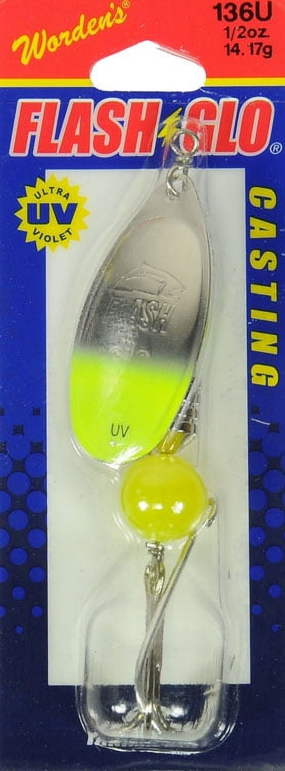 (2 pack) Yakima Bait Flash Glo Casting Spinner, 1/2 oz, Nickel Chartreuse