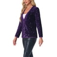 thumbnail image 4 of INSPIRE CHIC Women's Open Front Long Sleeve Disco Party Sequin Blazer Jacket XL Purple, 4 of 6