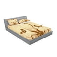 thumbnail image 2 of Ambesonne Animal Fitted Sheet & Pillow Sham Set, 3 Siamese Cats, Queen, Pale Brown Tan, 2 of 2