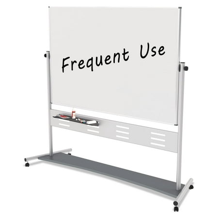 UPC: 0560375010634 | Bi-silque Visual Communication Products Inc Magnetic Reversible Mobile Easel  Horizontal Orientation  70.8  X 47.2  Board  80  Tall Easel  White/silver