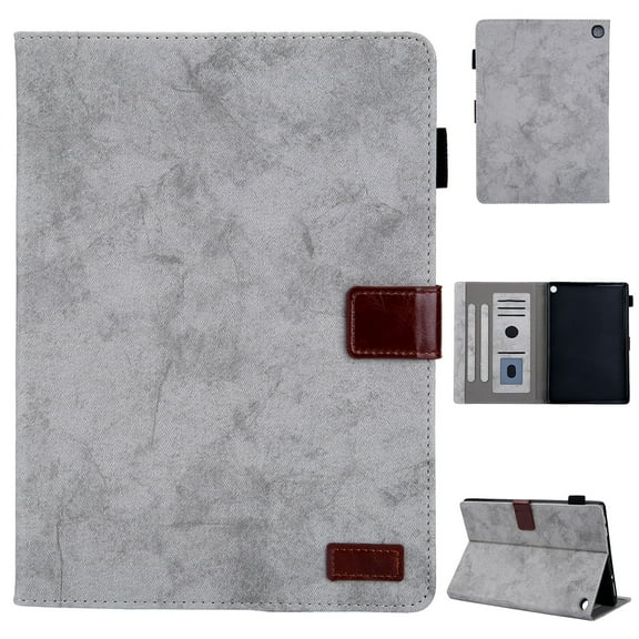 Dteck Fire HD 10 2021 Case - Folio PU Leather Smart Case Cover with Auto Wake/Sleep & Card Slots Compatible with All-New Amazon Fire HD 10 11th Generation / Fire HD 10 Plus 2021,Gray