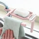 thumbnail image 5 of Kitchen Sink Sponge Holder Organizer Rack | Multi-Function Dishwashing Soap Cloth Storage | Plastic | Drainage Design | Towel Bar | Space Saving | 8.66x4.92x0.79in | 1 Piece | Pink Blue Green, 5 of 6