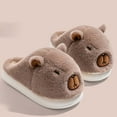 thumbnail image 5 of Wovix Slippers for Women and Men Capybara Winter Fuzzy Cozy House Shoes Cute Warm Soft Indoor Bedroom Memory Foam Thermal Footwear Brown 37, 5 of 6