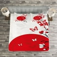 thumbnail image 3 of Ambesonne Japanese Quilted Bedspread Set 3 Pcs, Cherry Sakura Trees, King Size, Vermilion Black White, 3 of 3