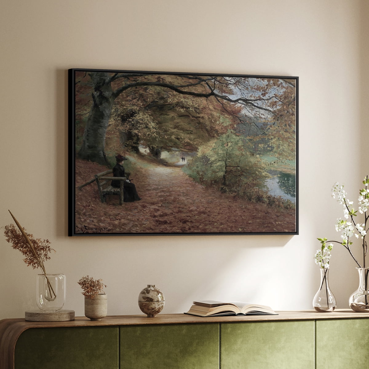 Vintage Landscape-CCCXXII By Wexford Home Framed in Black Wood Gallery Wrapped Canvas 25 in. x 37 in.
