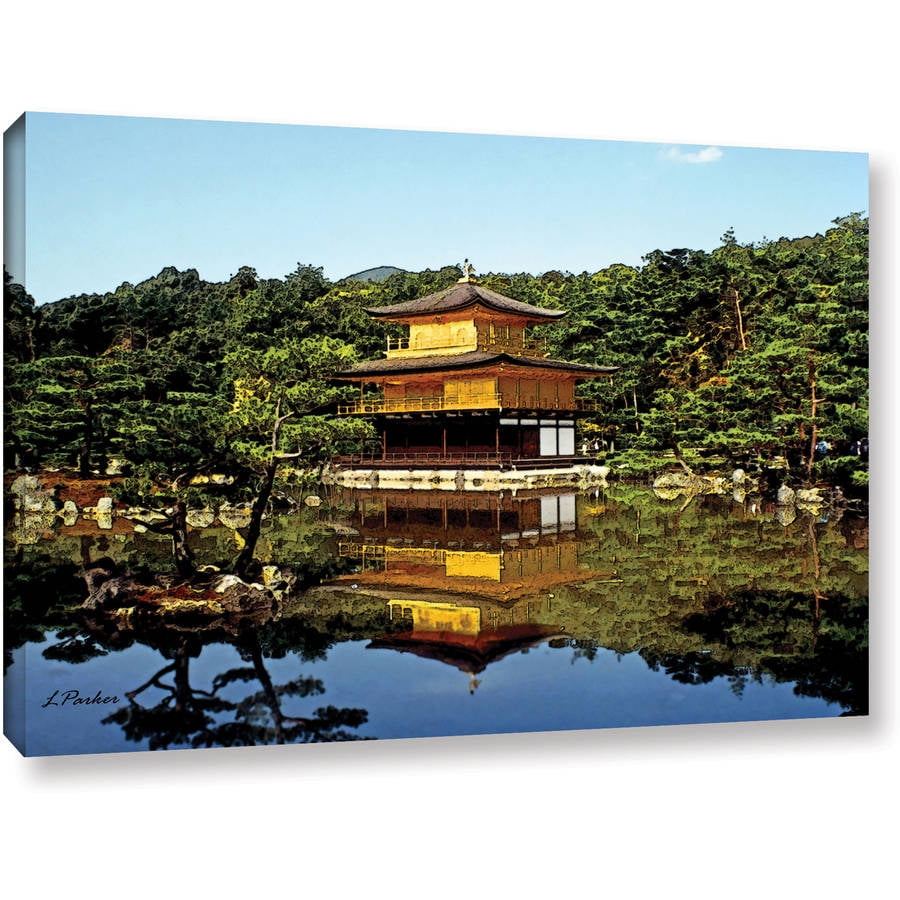 36 by 54 ArtWall Linda Parkers Kyotos Golden Pavilion 3 Piece Gallery-Wrapped Canvas Artwork 