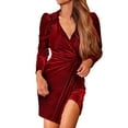 thumbnail image 1 of Ketyyh-chn99 Robes de Printemps pour Femmes 2024 Robes de Soirée pour Mariage Robe à Col en V Élégante Robe Longue Formelle Robes de Soirée pour Femmes Rouge, TG, 1 of 5