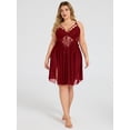 thumbnail image 6 of SHOWMALL Womens Plus Size Lingerie Lace Sexy Strap Chemise Sleepwear V-Neck Nightdress, 6 of 6