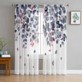 thumbnail image 3 of Sheer Curtains 108 inches Long, Blue Eucalyptus Leaves and Fruit Light Filtering Sheer Window Curtains Rod Pocket Voile Drapes for Bedroom Living Room, 52"W x 108"L 2 Panels, 3 of 7