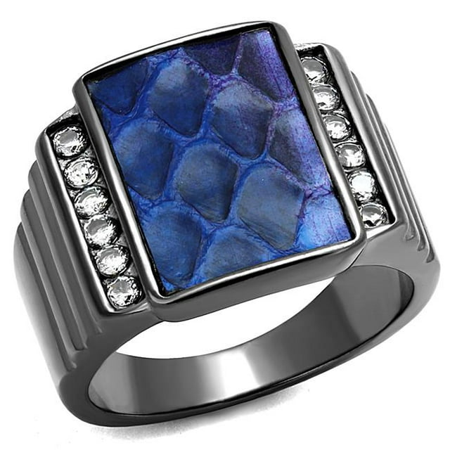 Alamode TK2736-10 Femmes IP Light Noir Bague en Acier Inoxydable avec Cuir en Montana - Taille 10