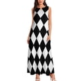 thumbnail image 3 of Check Print Dress Black and White Contrast Maxi Dress Aesthetic Casual Long Dresses Summer Sleeveless Custom Vestido Big Size, 3 of 7