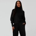 thumbnail image 1 of 2024 Diosa Yoga Weekend Escape Jogger Set Waffle Weekend Escape Cuello simulado Manga larga Color sólido Camisa de moda casual, 1 of 5