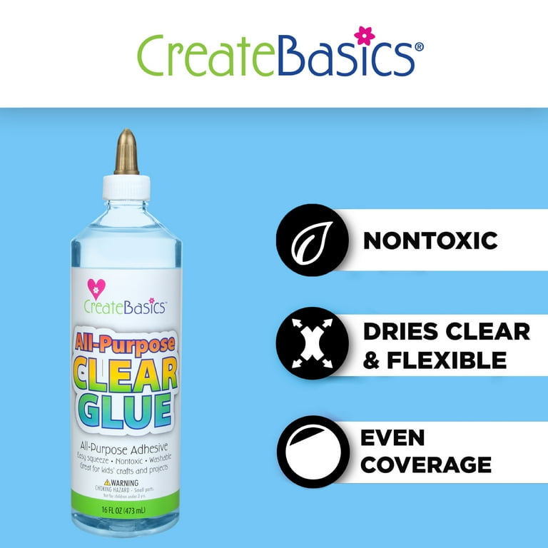 Create Basics All-Purpose Clear Glue 16 fl oz, Great For Kids