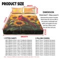 thumbnail image 7 of Jiueut Cardinal Sunflower Pattern 3 Pack Twin Bed Sheet Set, Easy Care Fitted Sheet and 2 Lightweight Pillow Cover Wrinkle Free Bedroom Decoration with Elastic Band for Kids Boys, 7 of 7