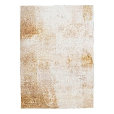 Linon Motif Printed Faux Rabbit Simone Polyester 8'x10' Area Rug in Ivory