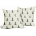 thumbnail image 2 of Christmas Pillow Covers 18x18 Inch Set of 2 Xmas Tree Forest Green Cream Decorative Throw Pillowcases Outdoor Winter Farmhouse Holiday Cushion Cases Decor for Sofa Couch Bed, 2 of 6