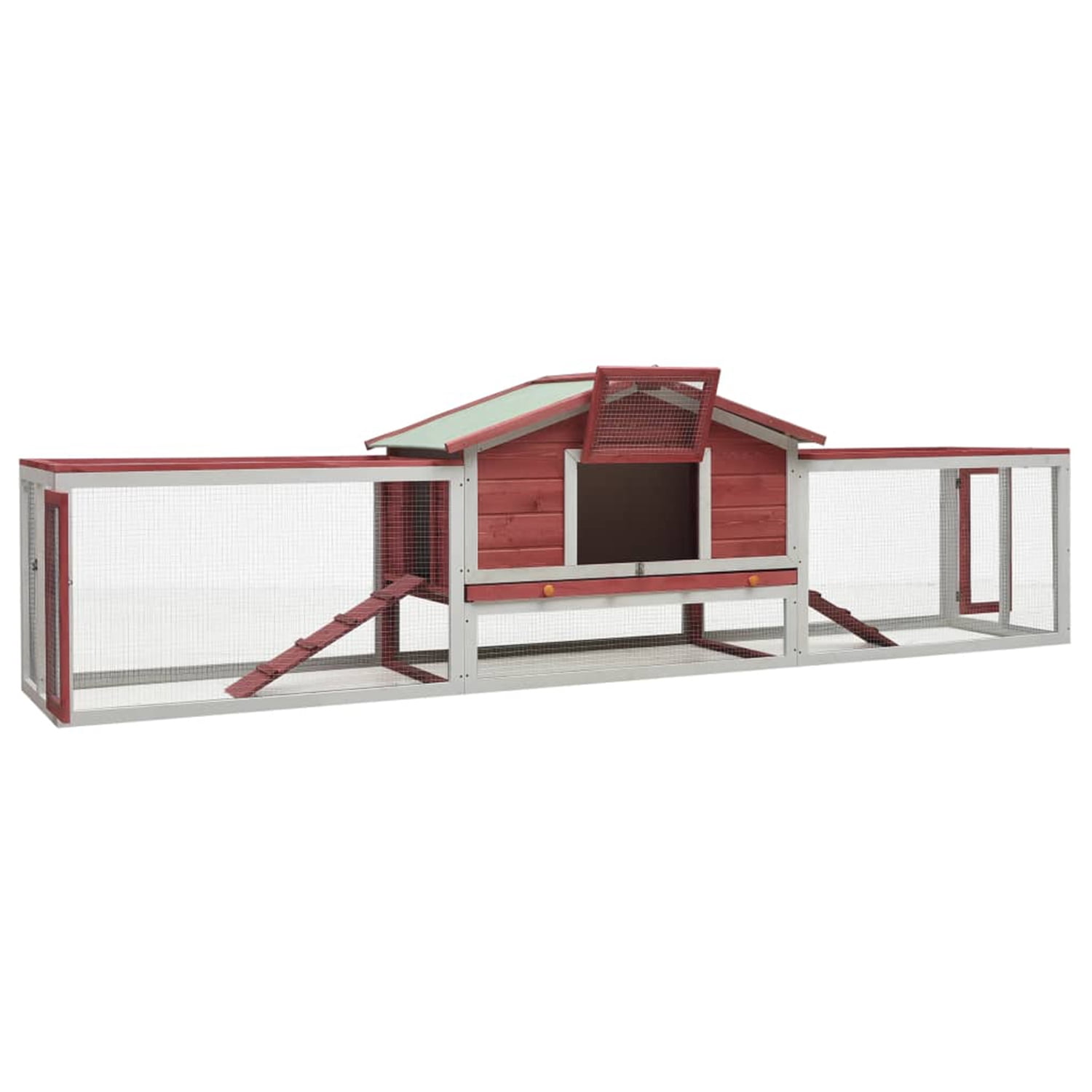 Pefilos 122" Multi-Level Wooden Rabbit Hutch with Run Outdoor and Indoor Bunny Condo, Large Rabbit House with Green Roof and Easy-Clean Tray, Red Pefilos 122" Multi-Level Wooden Rabbit Hutch with Run Outdoor and Indoor Bunny Condo, Large Rabbit House with Green Roof and Easy-Clean Tray, Red