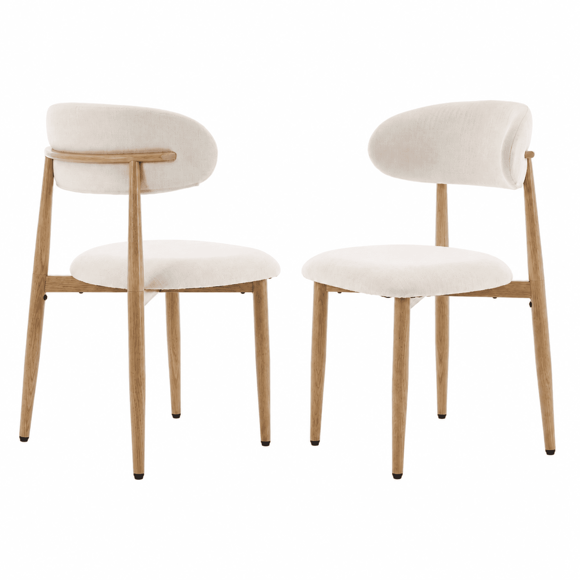 Leumius Dining Chairs Set of 2, Modern Metal Kitchen Chairs with Fabric Upholstered for Dining Room Kitchen Beige+Natural