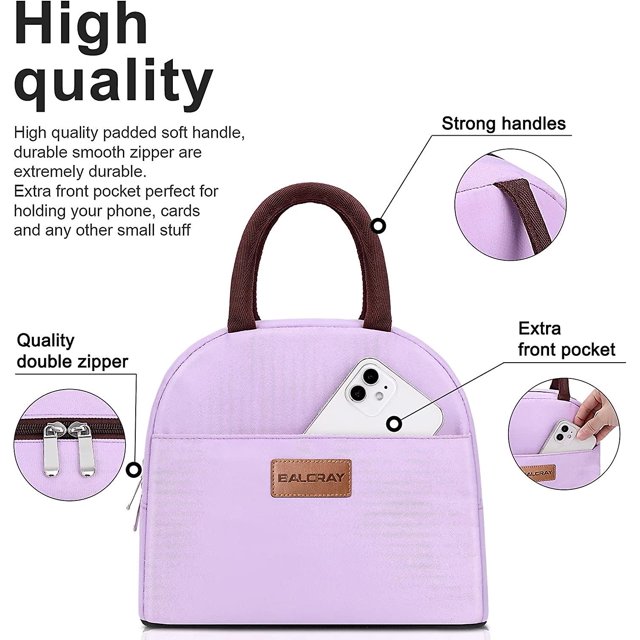 Bolsa de almuerzo para hombres y mujeres, lonchera aislada para adultos, bolsa de almuerzo reutilizable para el trabajo, picnic, escuela o viajes (púrpura claro) ShuxiuWang 8390612431425