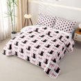 thumbnail image 3 of Erosebridal Halloween Black Cat Bow Twin Quilt Set for Girls, Cute Grid Kitten Twin Coverlet Set, 2pcs, 3 of 7