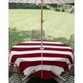 thumbnail image 2 of Outdoor Tablecloth with Umbrella Hole Zipper Wine Red Striped Round Tablecloth 60" Waterproof Outside Table Cloth Vintage Classic Horizontal Stripes Patio Table Cover Tablecloths for Picnic Party, 2 of 8