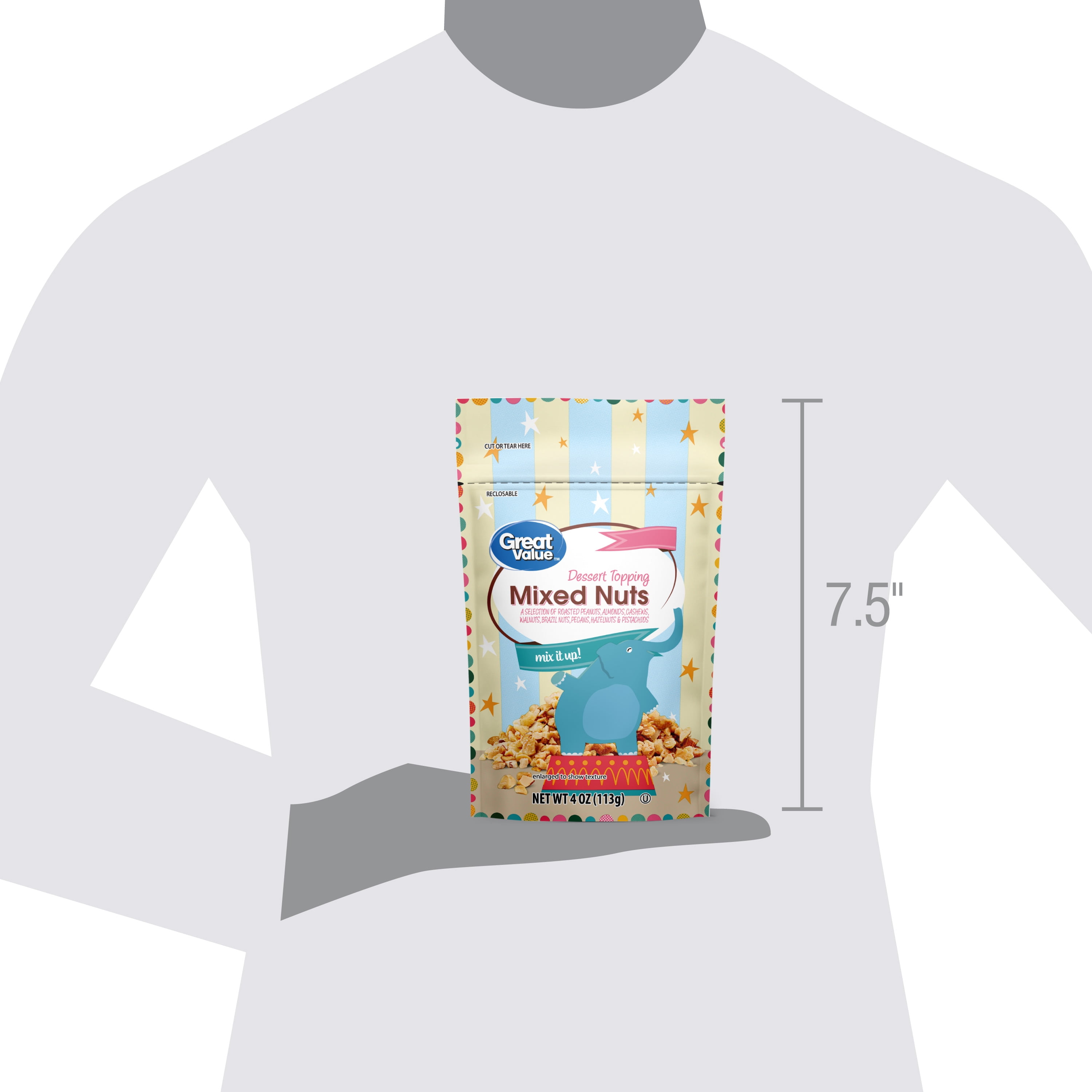 Great Value Mixed Nuts Dessert Topping, 4 oz