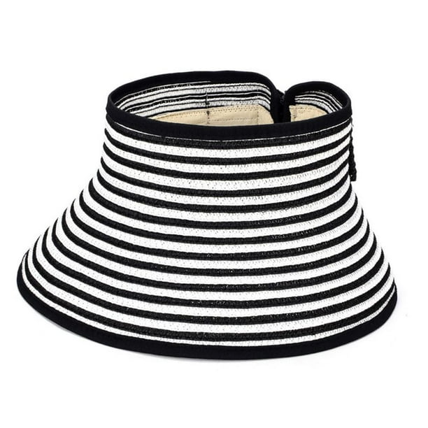 Sombrero De Paja Enrollable De Ala Ancha Para Mujer, Sombrero De Copa Vacío, Sombrero De Paja De Verano Con Lazo, Gorra De Playa Para Acampar Al Aire Libre Y Senderismo Minnieouse AP007139-02