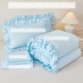 thumbnail image 5 of URBONUR Light Blue Bedding Sets Twin 5Pcs Ruffle Bed in A Bag Farmhouse Comforter Set Soft Microfiber Bedding Comforter Set for All Season(Blue Twin), 5 of 10