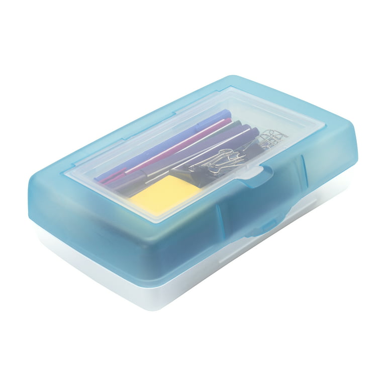 Storex Plastic Pencil Case for Kids, Blue 