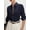 Navy Blue, variant on Women's Fitted Button Down Shirt with Turn-Down Collar and Long Sleeves for Office Wear