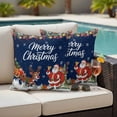 thumbnail image 4 of Navy Blue Christmas Outdoor Waterproof Pillow Covers, Santa Elk Gifts Snowflake Winter Xmas Tree Decorative Square Throw Pillowcase Sofa Cushion Sham for Patio/Couch/Chair, 20"x20" 2 Pack, 4 of 8