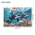 thumbnail image 2 of Toilet Rug Set Non-Slip Bathroom Rugs Soft Plush Machine Washable Contour Bath Mat Whales Swimming in Sea 24x20/24x16, 2 of 9