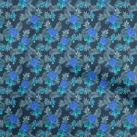 oneOone Georgette Viscose Blue Fabric Tropical Leaf Craft Projects Decor Fabric Printed By The Yard 42 Inch Wide