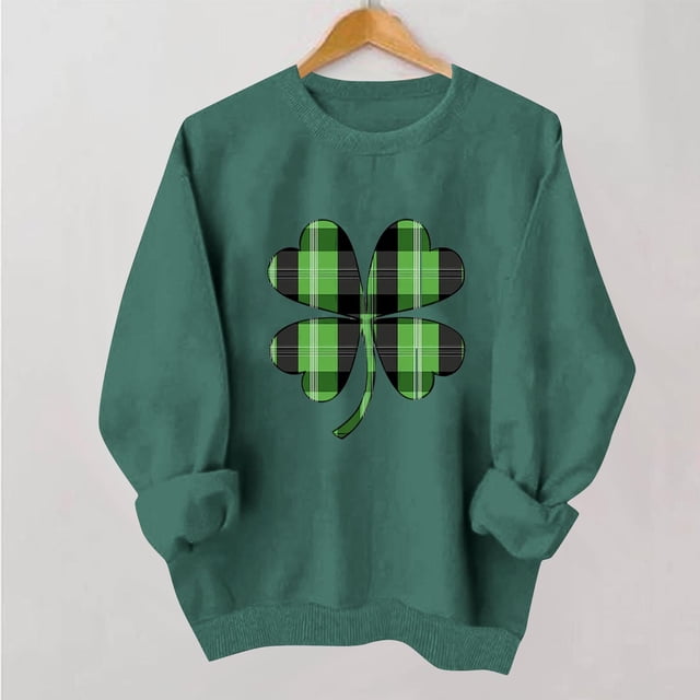 TaTaai Women Long Sleeve St Patrick's Day Printed Crew Neck No Hood Sweatshirt Casual Fashion Top Ladies Office Commute Daily Wear Soft Comfortable Versatile Top Gift