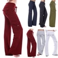 thumbnail image 4 of CHGBMOK Wide Leg Pants for Women Workout Leggings Stretch Waist Yoga Gym Cargo Pants With Pocket, 4 of 4
