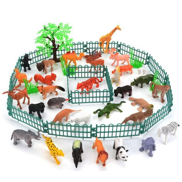 TOEY PLAY – Set De 16 Animales De Juguete Con Maleta, Puzzle De Suelo Y Figuras Realistas – Bosque Y Selva – Educativo Para Niños +3 Años