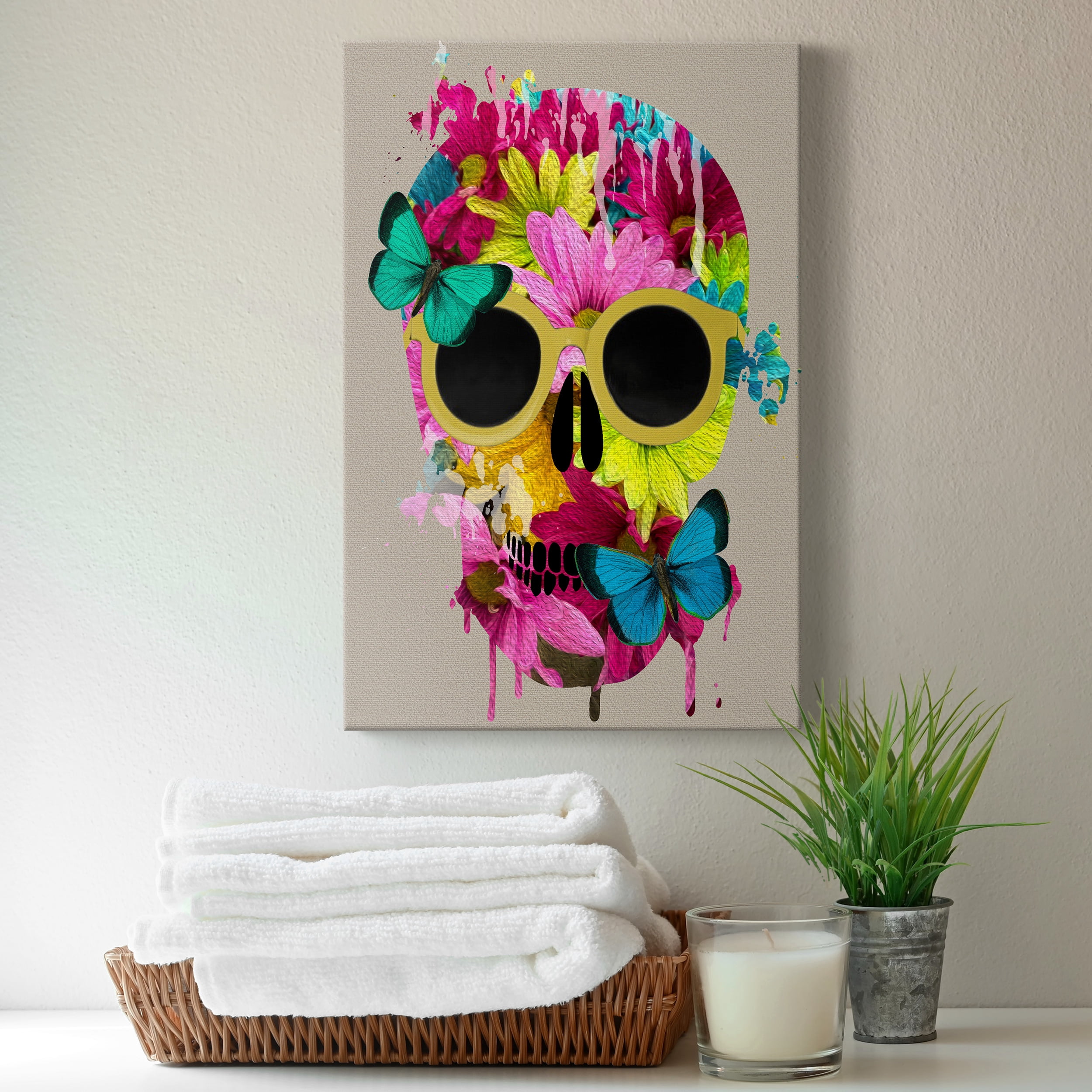 Floral Skull Premium Gallery Wrapped Canvas - Ready to Hang - 32 x 48