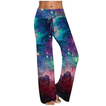 

Womens Yoga Pants Wide Leg Pants Belly Control Tie Dye Floral Print Pajama Lounge Pants Slacks Homewear Trousers